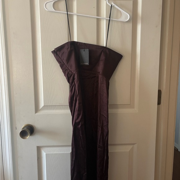 michael costello Chocolate Brown satin Gown - Picture 6 of 6